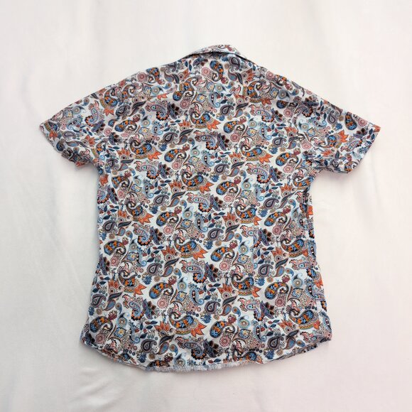 Denim & Flowers Men's White Paisley Short-Sleeve Button-Up M - Picture 3 of 10